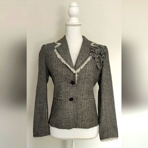 BCBGMaxAzria tweed blazer - herringbone grey